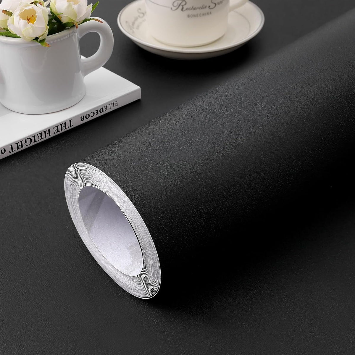 practicalWs Black Peel & Stick Wallpaper 15.7x236.2 inches — Self-Adhesive, Removable