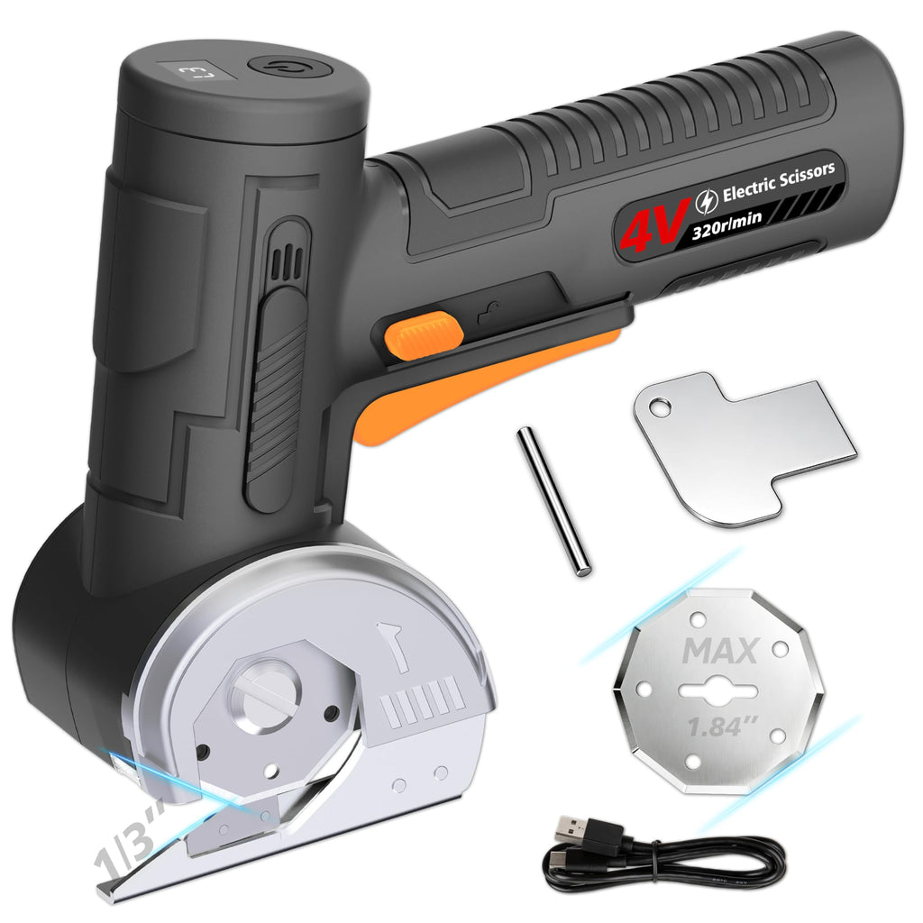 Pratuor 2026 Upgraded Cordless Electric Scissors – 1.84-inch Tungsten Blade, 320 RPM, LED Display