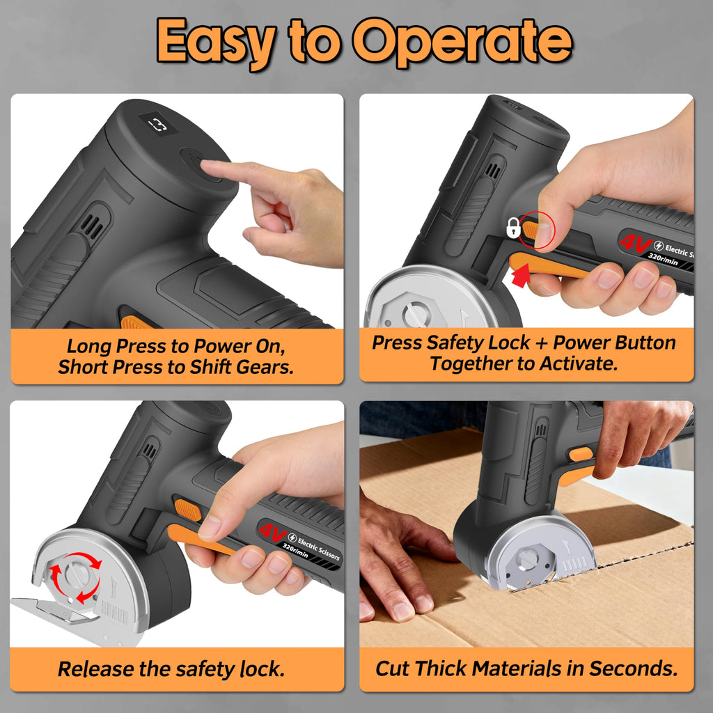 Pratuor 2026 Upgraded Cordless Electric Scissors – 1.84-inch Tungsten Blade, 320 RPM, LED Display
