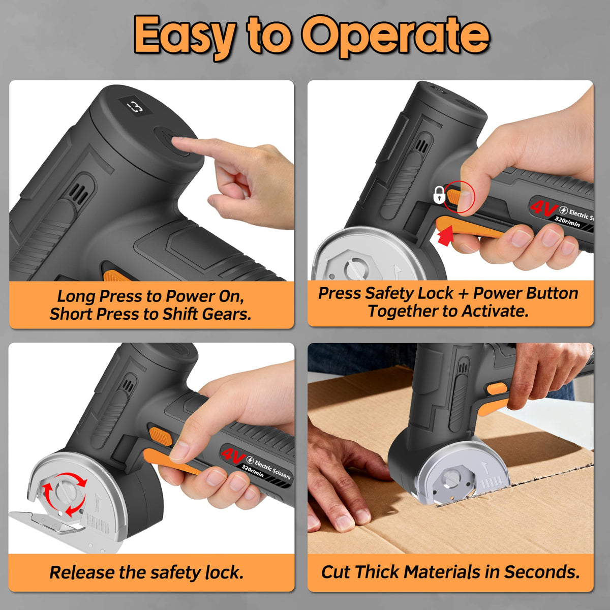 Pratuor 2026 Upgraded Cordless Electric Scissors – 1.84-inch Tungsten Blade, 320 RPM, LED Display
