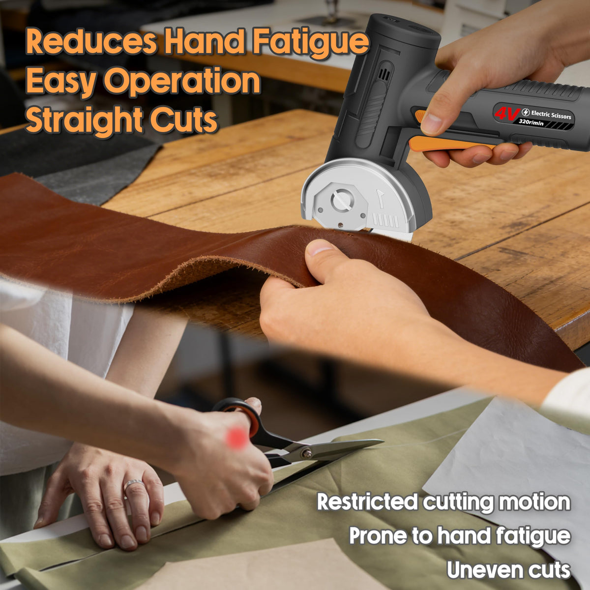 Pratuor 2026 Upgraded Cordless Electric Scissors – 1.84-inch Tungsten Blade, 320 RPM, LED Display