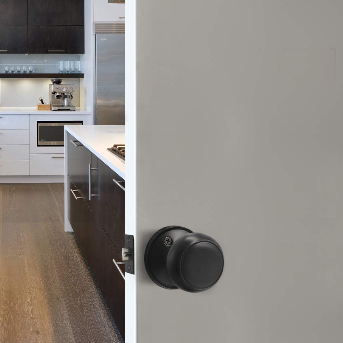 Probrico 1 Pack Round Passage Door Knob – Non-Locking Keyless Doorknob, Black Finish