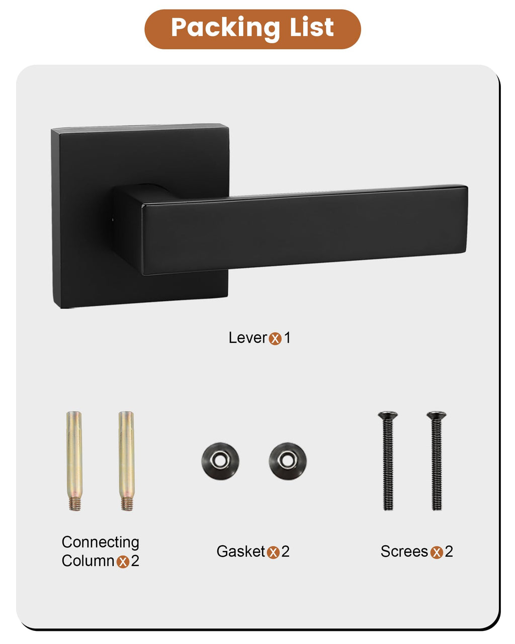 Probrico Pack of 10 Dummy Door Levers – Square, Black Finish, Easy Pull-Only Handles