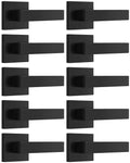 Probrico Pack of 10 Dummy Door Levers – Square, Black Finish, Easy Pull-Only Handles
