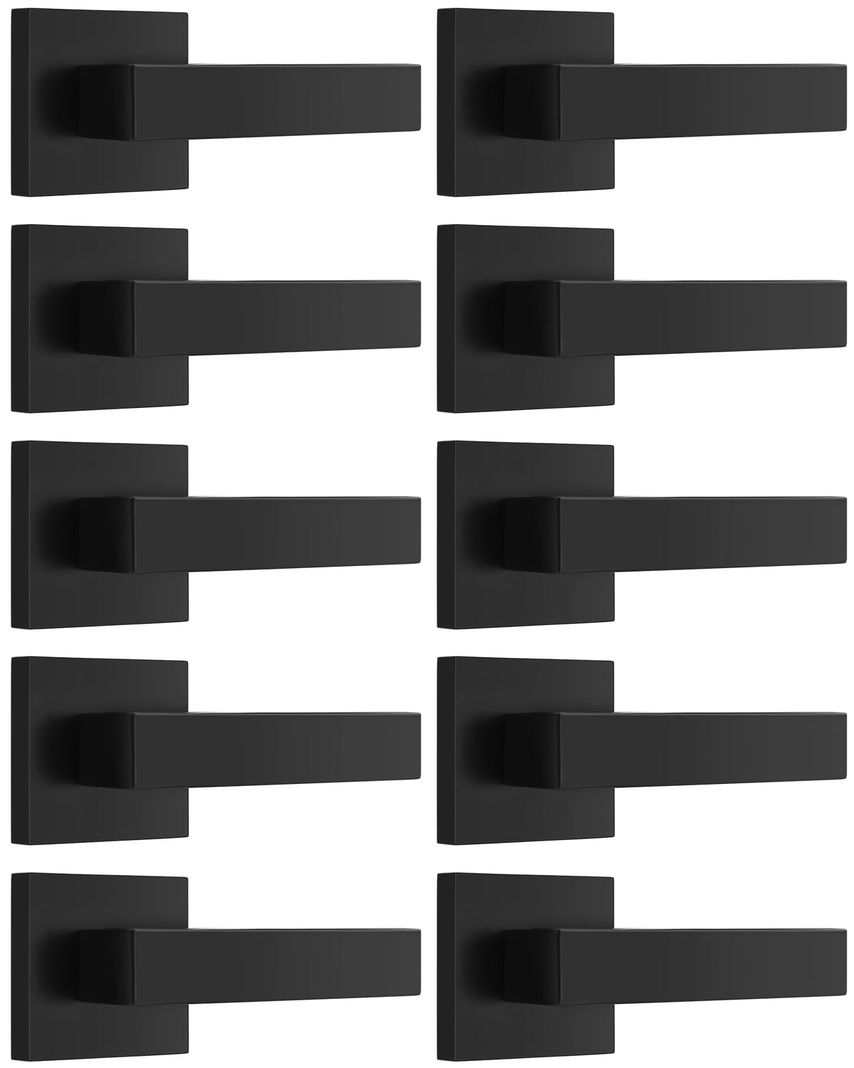 Probrico Pack of 10 Dummy Door Levers – Square, Black Finish, Easy Pull-Only Handles