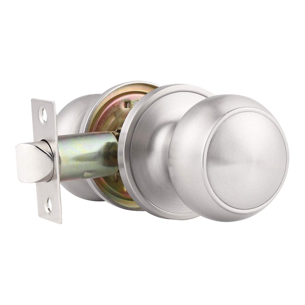 Probrico Round Passage Door Knob – Satin Nickel Non-Locking Knob for Hallways & Closets | 1 Pack