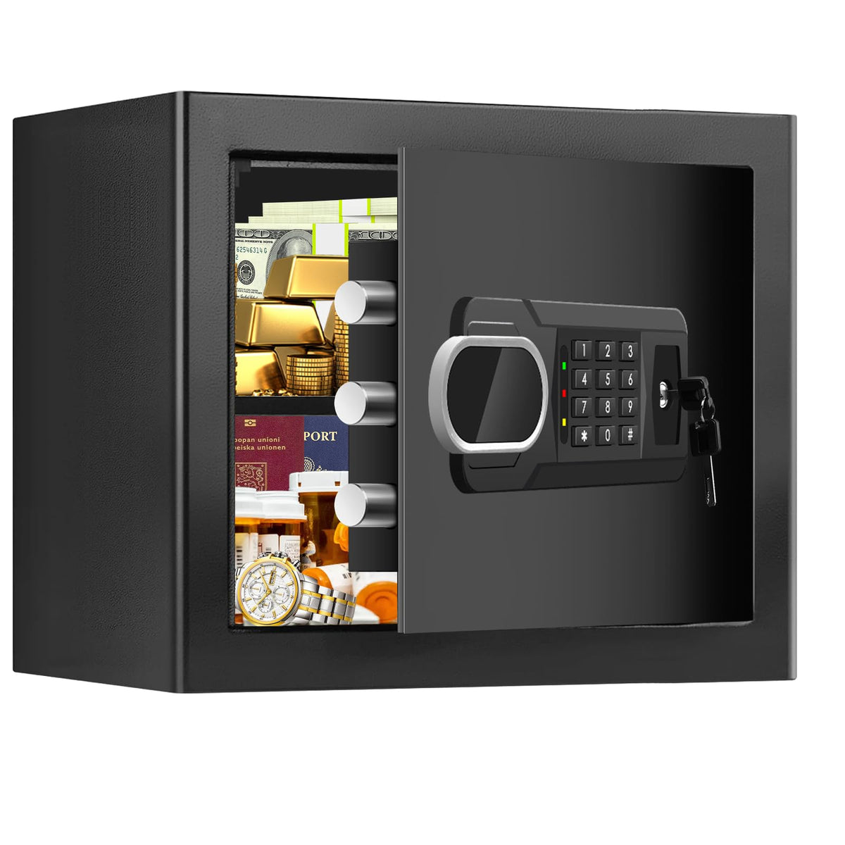 Psisuvry 1.8 Cu Ft Fire Safe Box with Digital Keypad – Compact Home Safe for Money, Jewelry & Documents