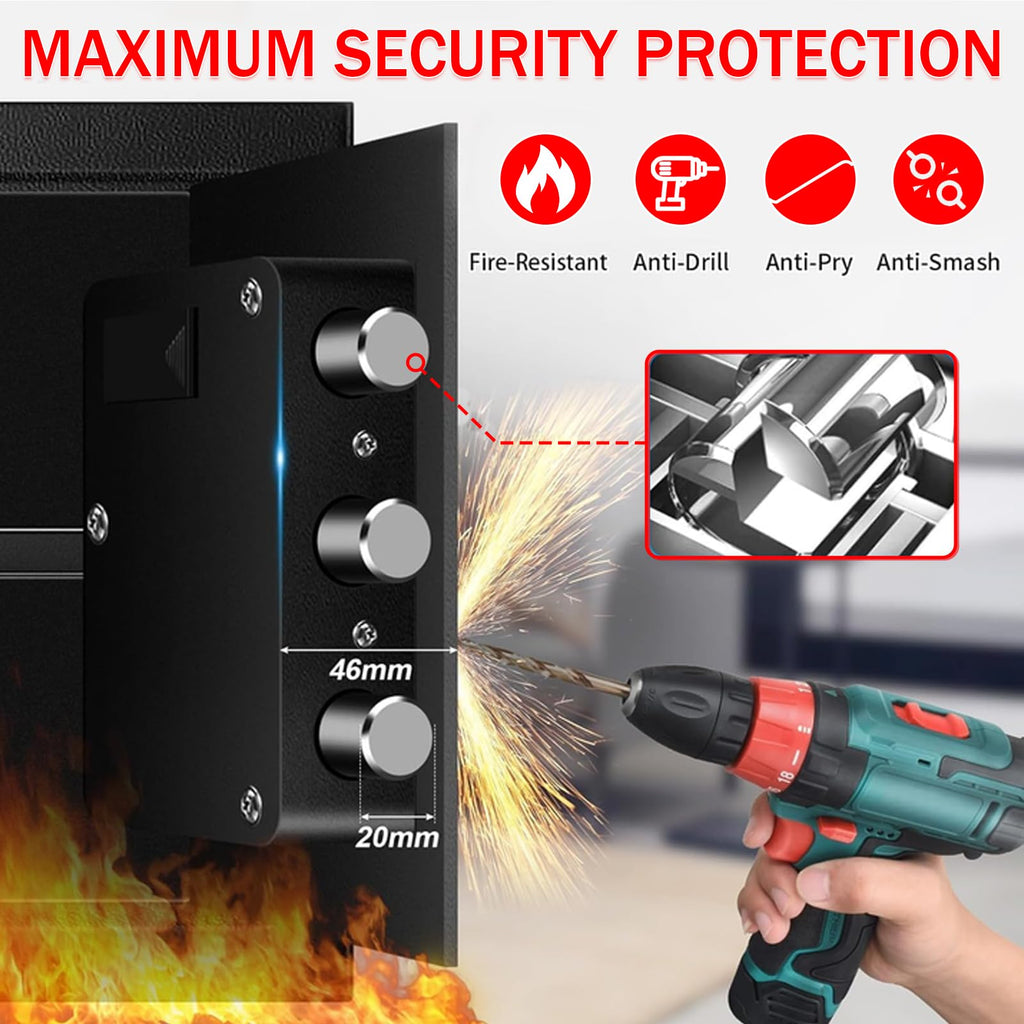 Psisuvry 1.8 Cu Ft Fire Safe Box with Digital Keypad – Compact Home Safe for Money, Jewelry & Documents