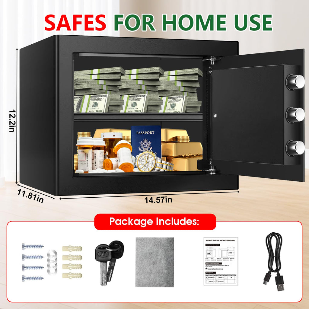 Psisuvry 1.8 Cu Ft Fire Safe Box with Digital Keypad – Compact Home Safe for Money, Jewelry & Documents