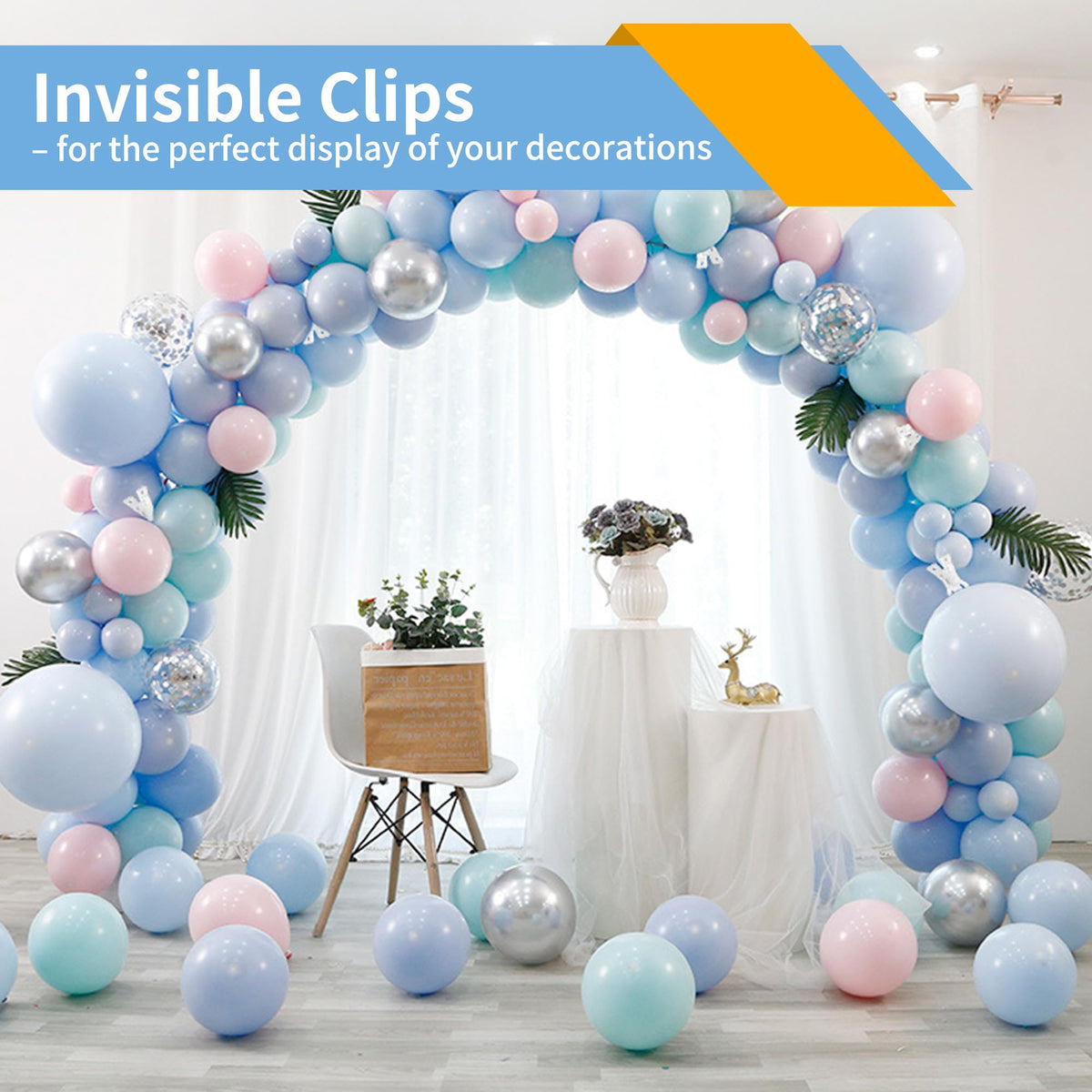 PUGPIU 24 Pack Balloon Arch Clips – Transparent 3.5 Inch Spring Clamps for Backdrops, Photography, and Decor