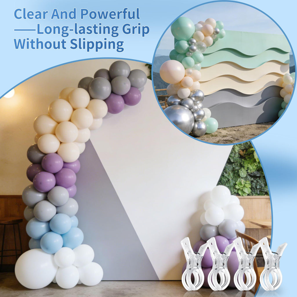 PUGPIU 24 Pack Balloon Arch Clips – Transparent 3.5 Inch Spring Clamps for Backdrops, Photography, and Decor