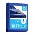 RAINDEWAY Blue Tarp 9x12, 8 Mil, UV-Resistant Waterproof Poly Tarp with Grommets