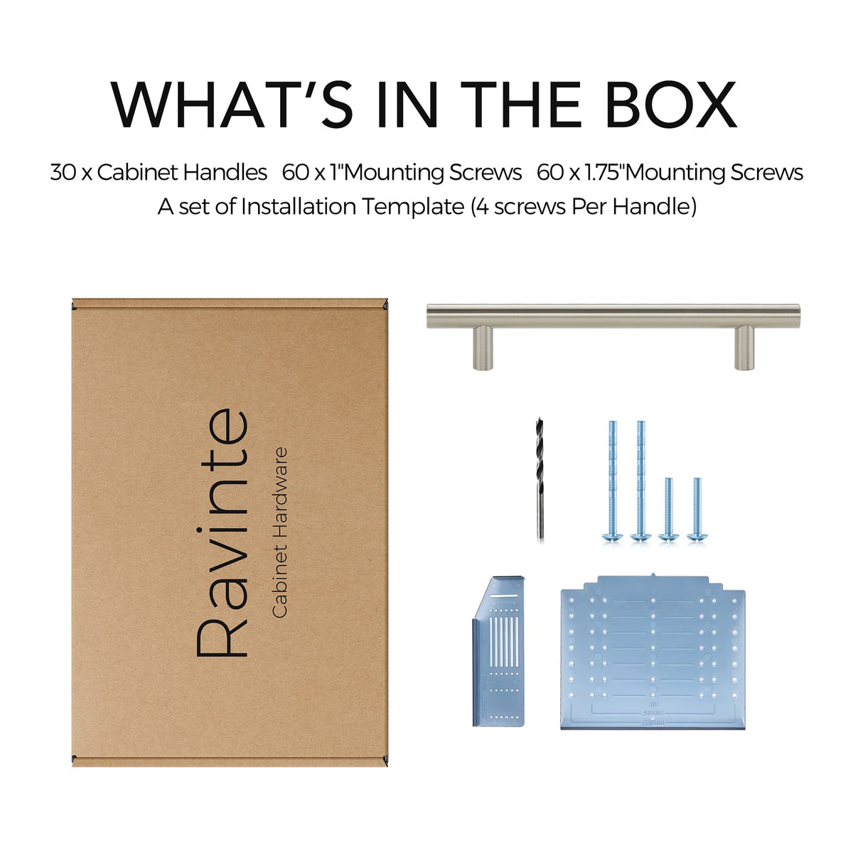 Ravinte 30 Pack | 7-3/8 in Brushed Nickel Cabinet Pulls with 5 in Center-to-Center
