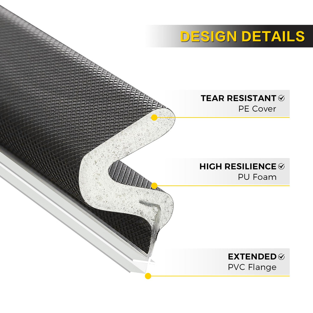 Ravinte Weather Stripping Door Seal — Q-Shaped Foam for Exterior Doors (Large Gap, Easy Install, Black, 19.8 ft)