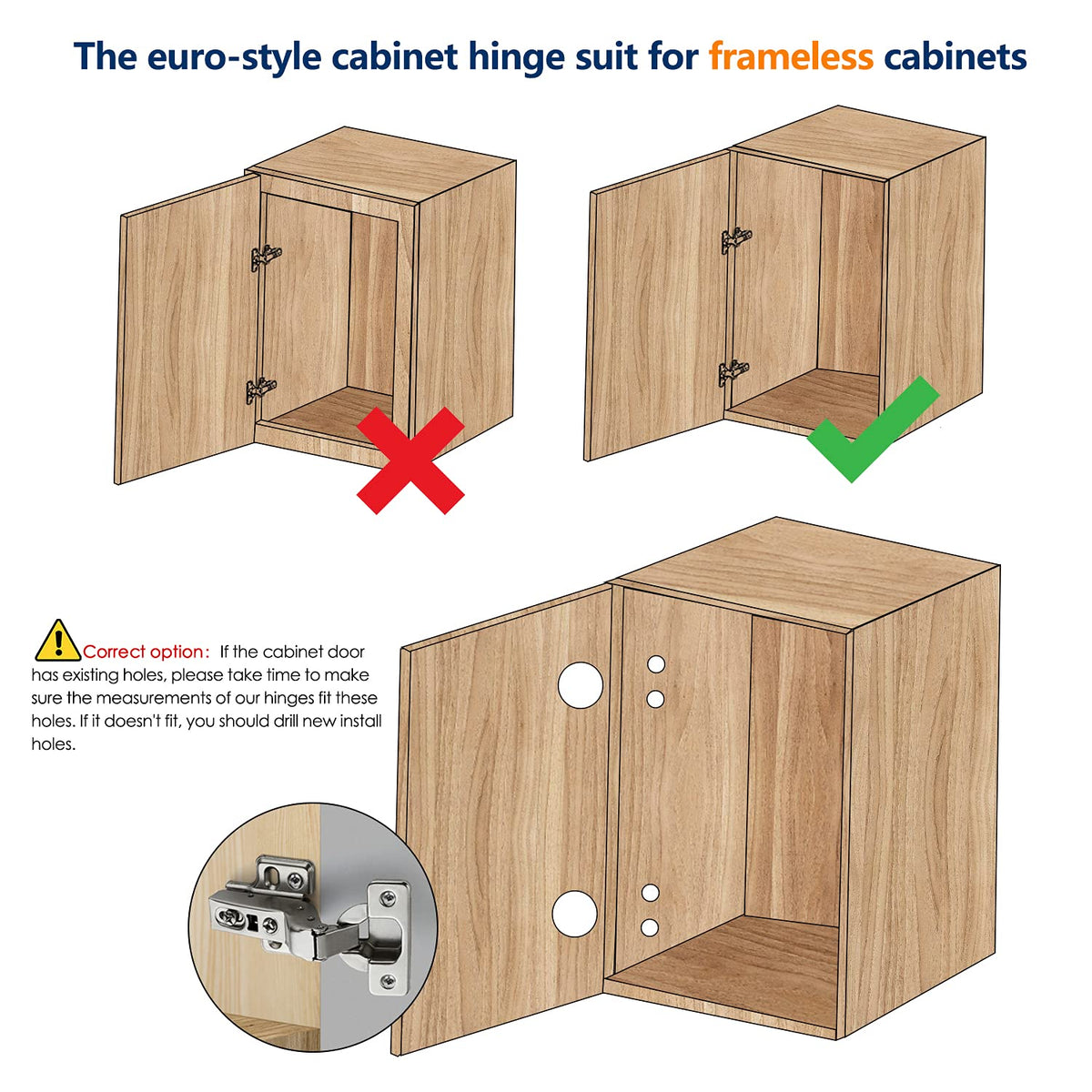 Ravinte 60-Pack European Cabinet Hinges – Soft-Close, Full Overlay Frameless
