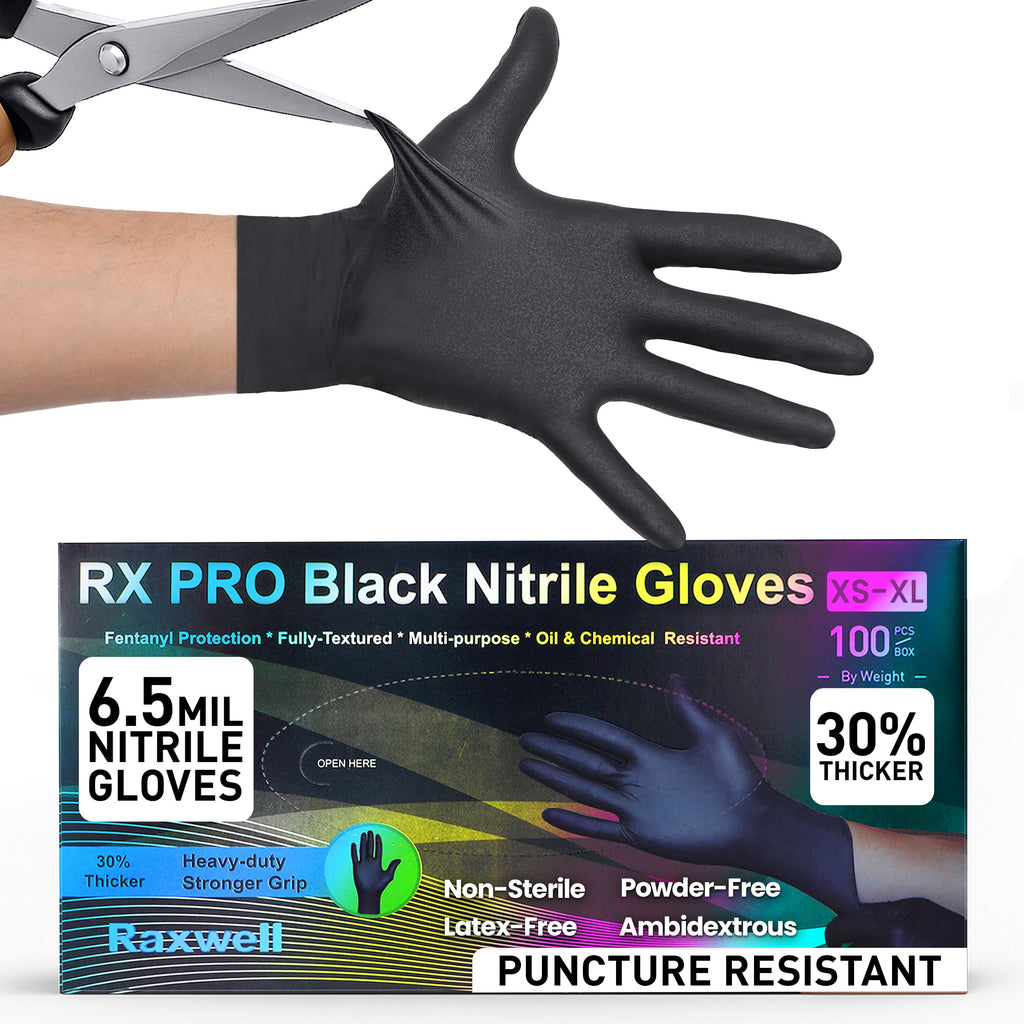 Raxwell Disposable Nitrile Gloves 6.5 mil - Puncture-Resistant, Food-Grade, X-Large, 100 Count