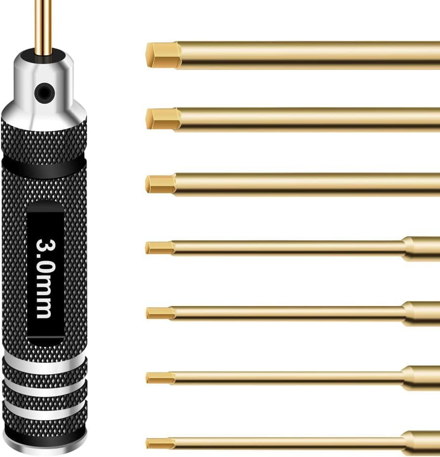 RCpow Hex Driver Set – 7-Piece Hex Allen Screwdriver Kit (0.9–3.0mm) for RC Cars, Drones & More