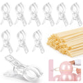 RELBRO Spring Clamps – 10 Clear Clips 3.5 Inch + 100 Long Balloons for Balloon Arches & Backdrops