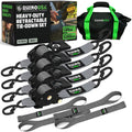 Rhino USA Retractable Ratchet Straps (4-Pack) - 2in x 10ft, 3033lb Break Strength, Gray