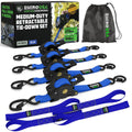 Rhino USA Retractable Ratchet Straps (4-Pack) - 1-Inch x 10-Feet, 1209lb Break Strength - Self-Retracting Tie Downs