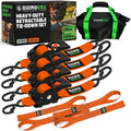 Rhino USA Retractable Ratchet Straps (4-Pack) - 2in x 10ft, 3,033 lb Break Strength - Heavy Duty Orange