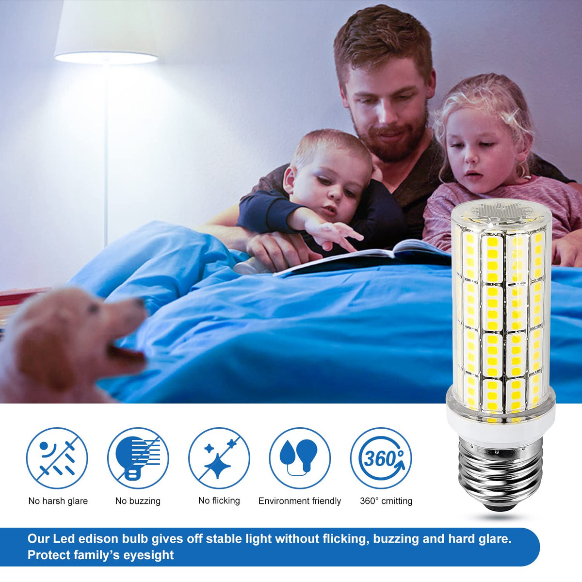 RIUVAO LED Corn Light Bulb 200W Equivalent, 2500 Lumen, 5000K Cool Daylight – Pack of 4
