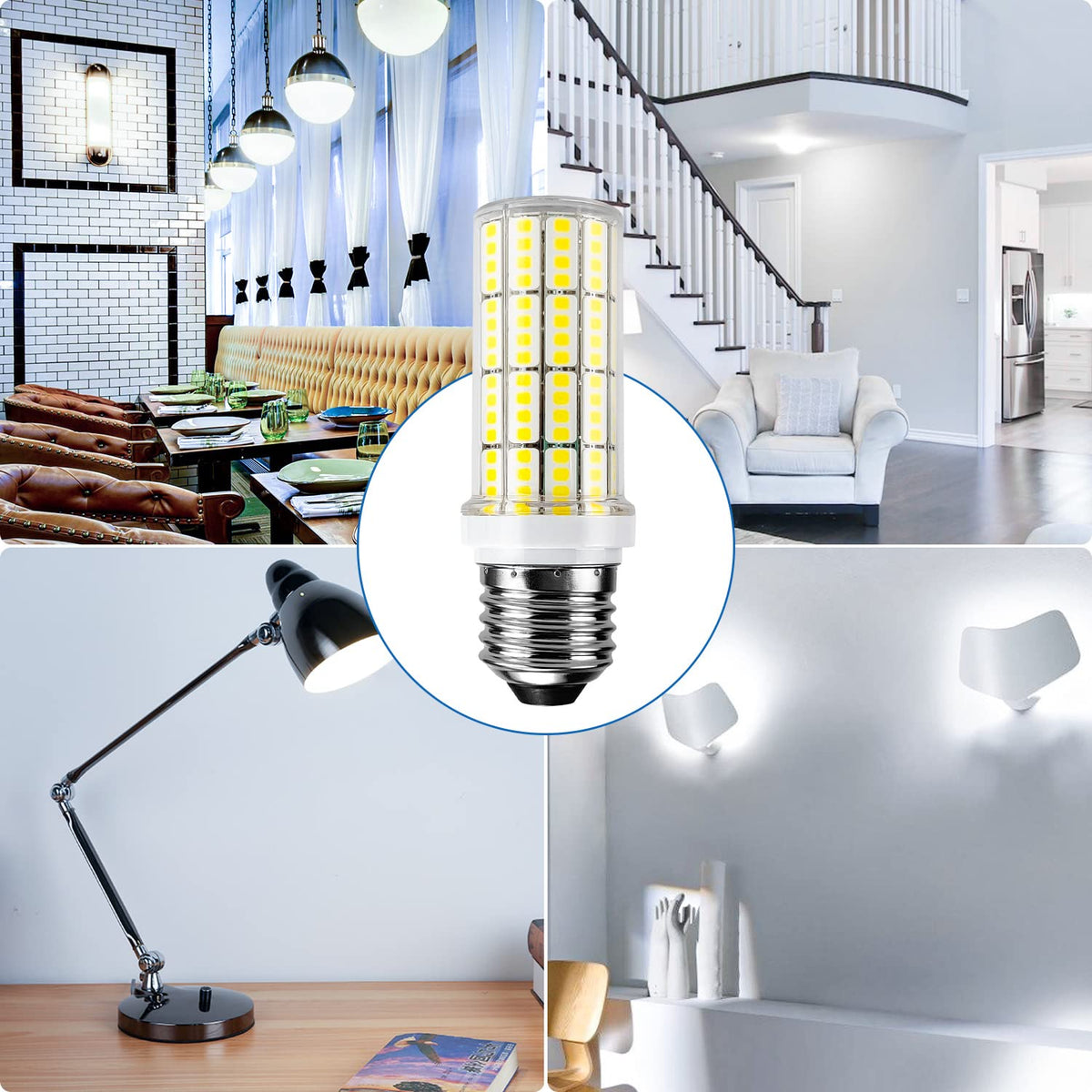 RIUVAO LED Corn Light Bulb 200W Equivalent, 2500 Lumen, 5000K Cool Daylight – Pack of 4
