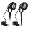 Romwish LED Landscape Spotlight 10W (2 Pack) – 120V Plug-in, 1100lm, IP65 Waterproof, 3000K Warm White