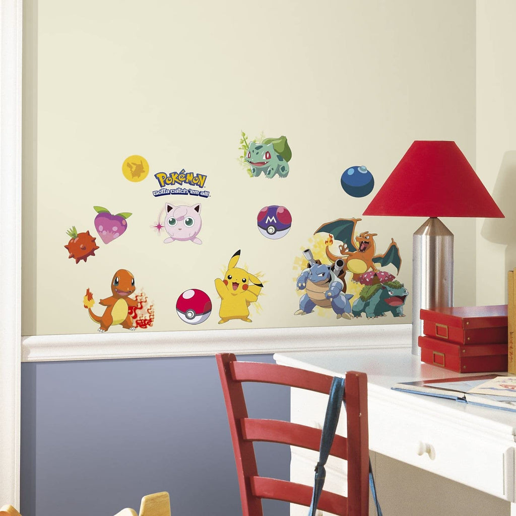 RoomMates Pokemon Iconic Peel and Stick Wall Decals – 24-Pack, Removable & Repositionable