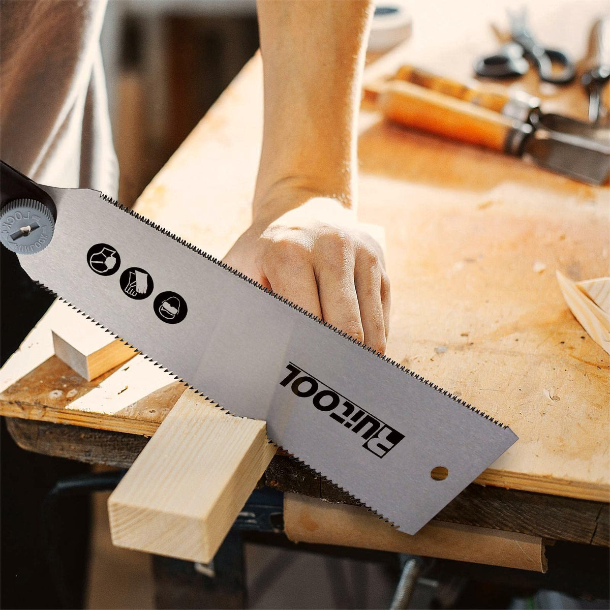 RUITOOL Japanese Pull Saw 10 Inch — Double-Edged SK5 Blade, 12-Inch Comfort Grip