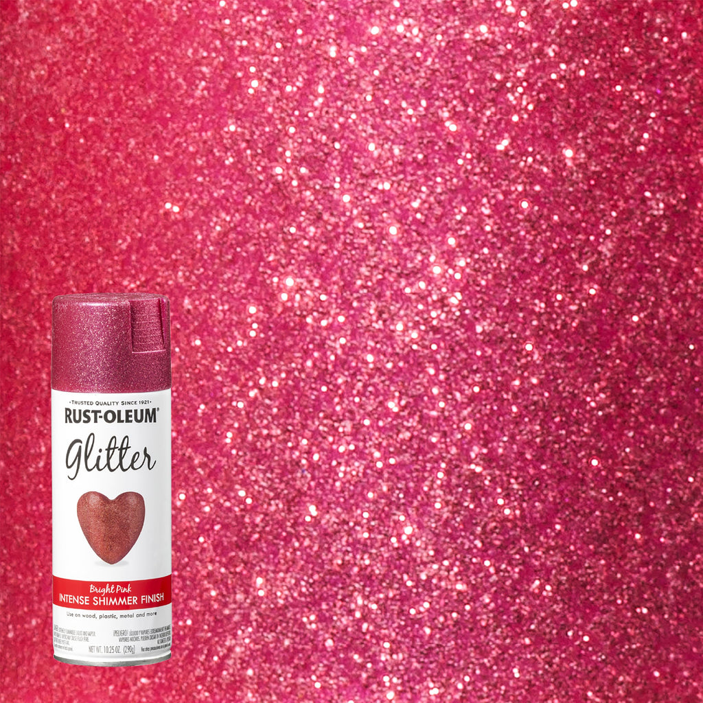 Rust-Oleum 301818 Specialty Glitter Spray Paint - Bright Pink, 10.25 oz | Bold Sparkle for Crafts
