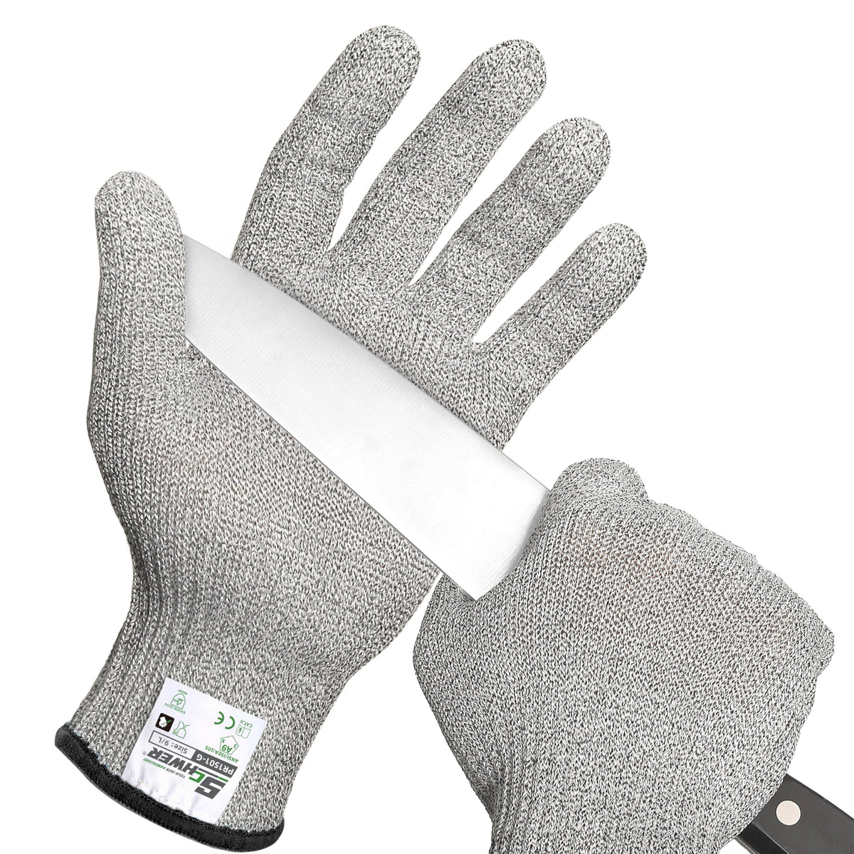 Schwer SlicePro ANSI A9 Cut Resistant Gloves – 2 Pairs, Large, Food Grade Kitchen Gloves