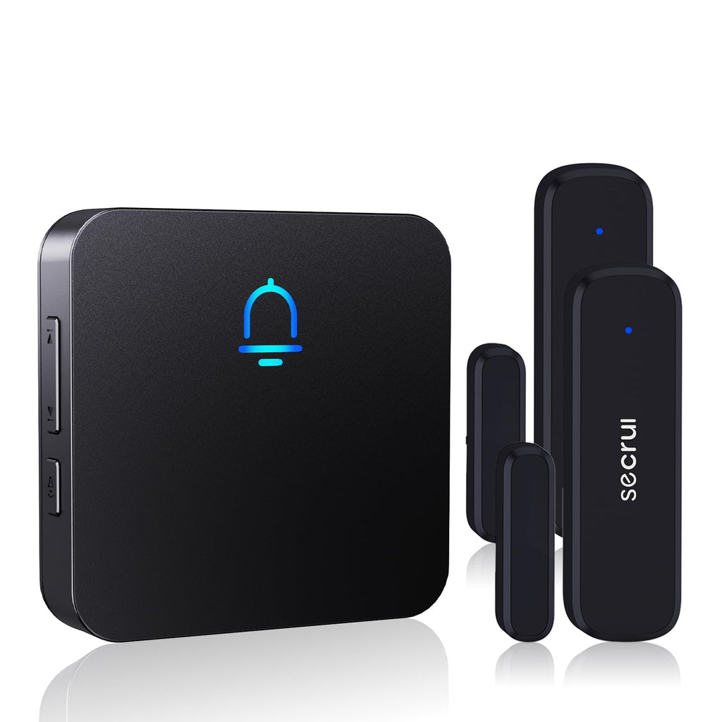SECRUI Door Chime (2 Sensors) — Wireless Door Alarm, 500ft Range, 32 Ringtones