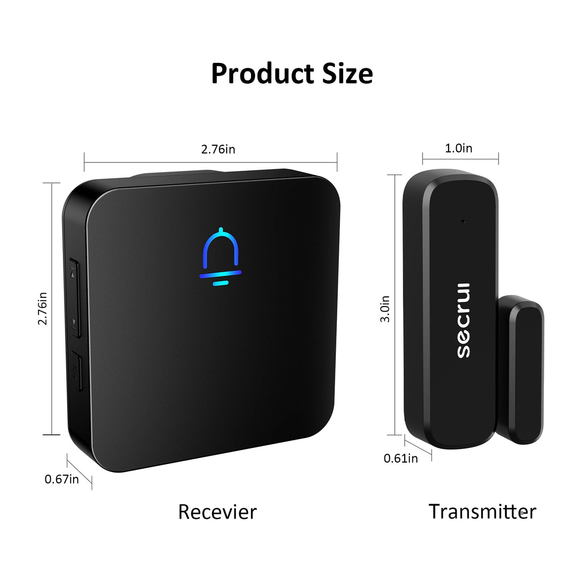 SECRUI Door Chime (2 Sensors) — Wireless Door Alarm, 500ft Range, 32 Ringtones