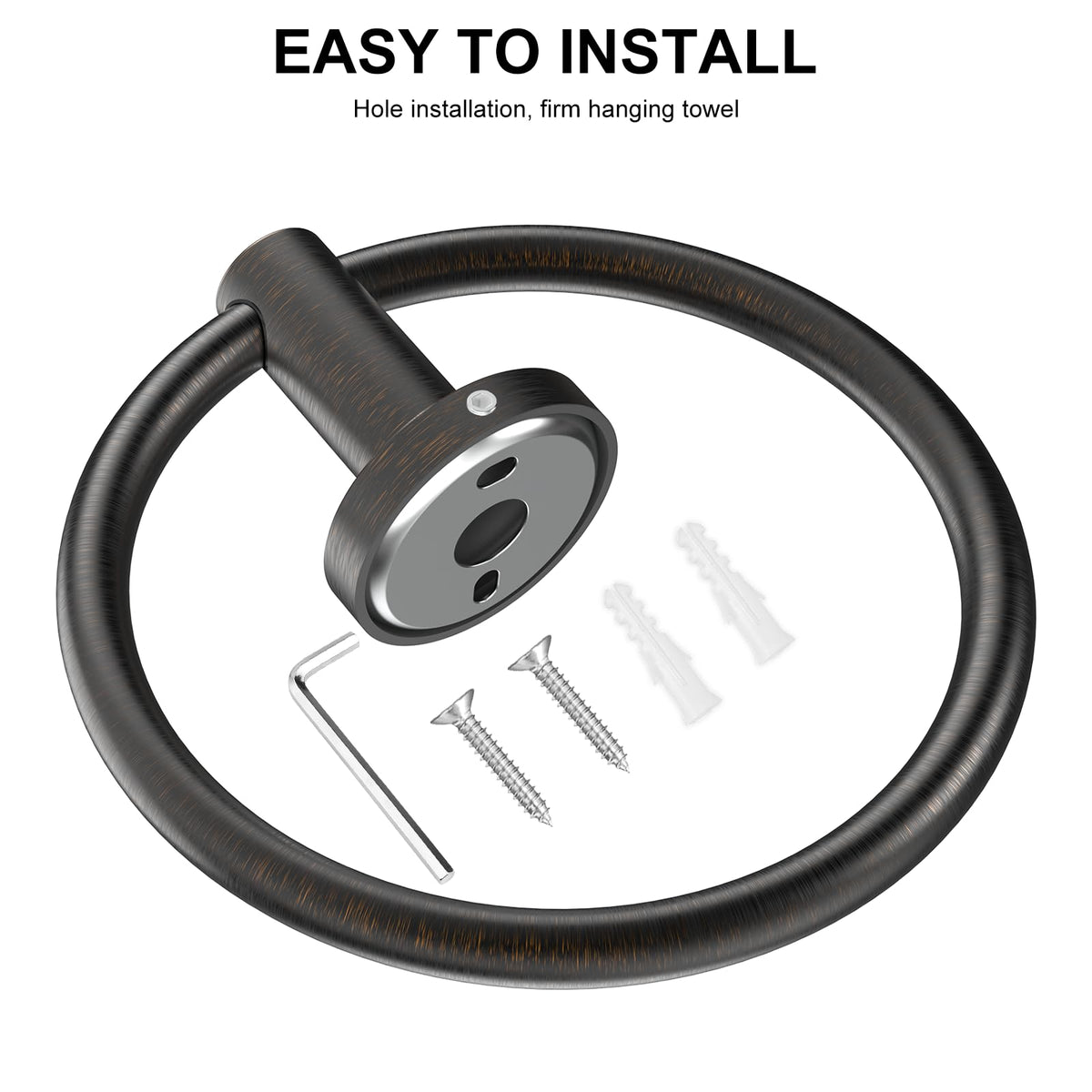 SetSail Towel Holder Wall Mount – 2 Pack, Screw-In Stainless Steel, Oil Rubbed Bronze