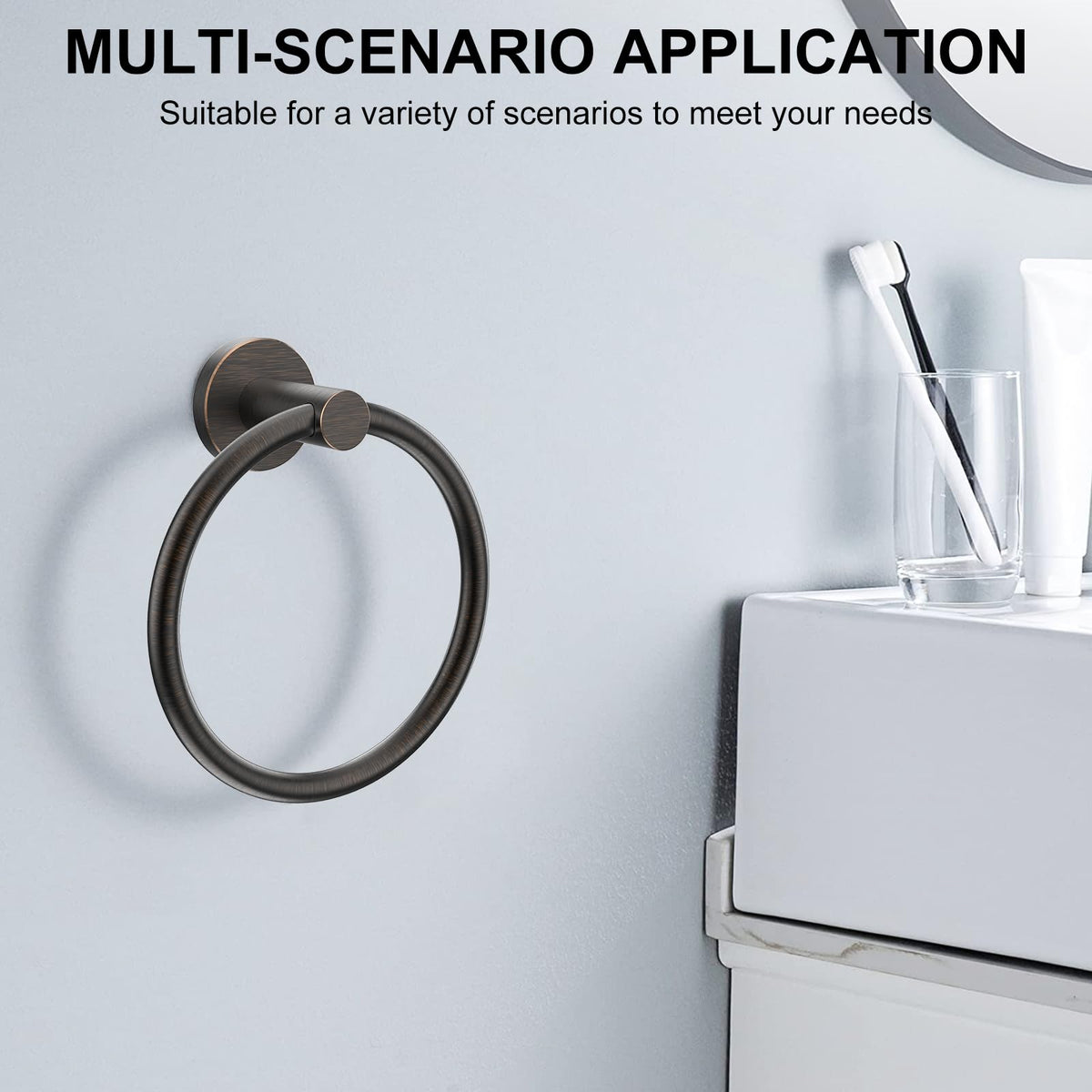 SetSail Towel Holder Wall Mount – 2 Pack, Screw-In Stainless Steel, Oil Rubbed Bronze