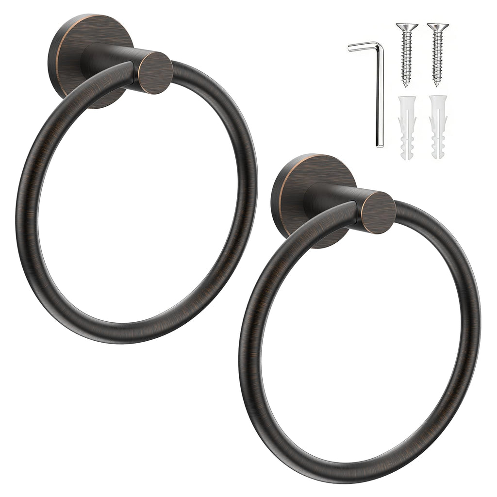 SetSail Towel Holder Wall Mount – 2 Pack, Screw-In Stainless Steel, Oil Rubbed Bronze