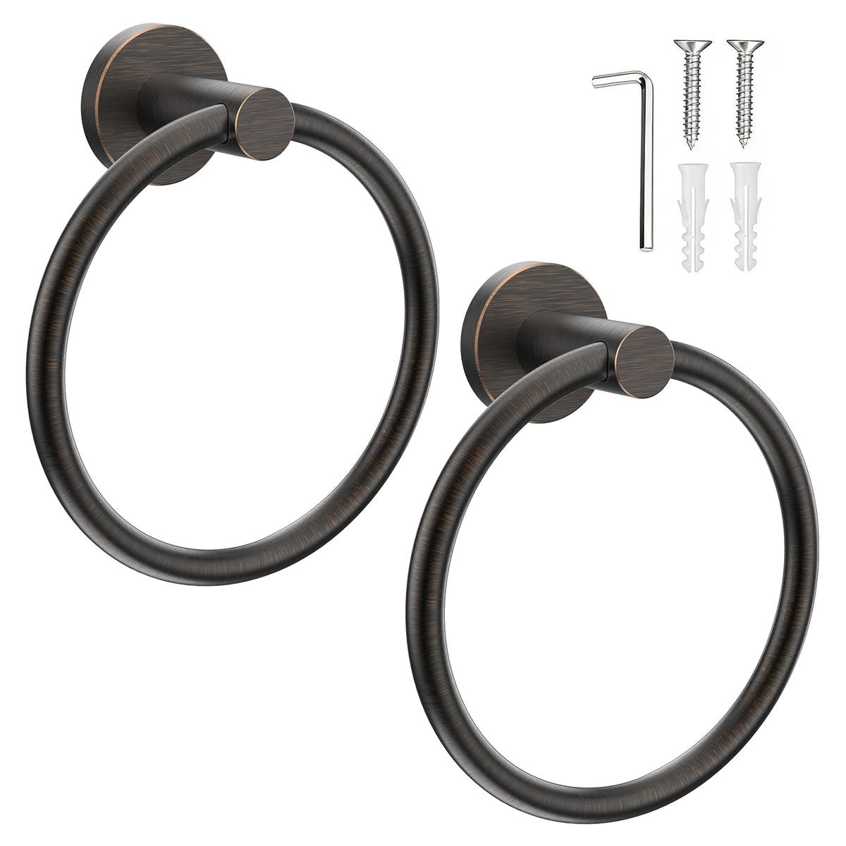 SetSail Towel Holder Wall Mount – 2 Pack, Screw-In Stainless Steel, Oil Rubbed Bronze