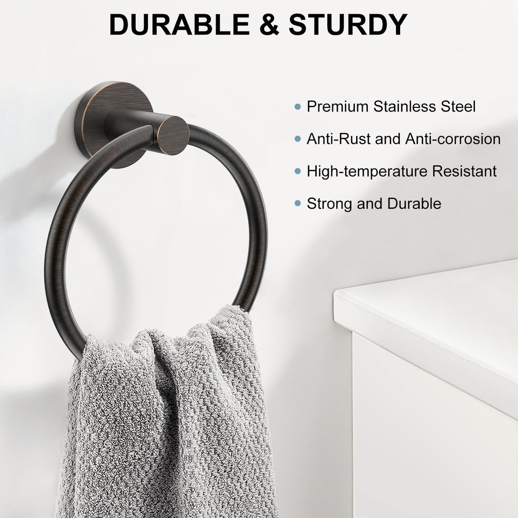 SetSail Towel Holder Wall Mount – 2 Pack, Screw-In Stainless Steel, Oil Rubbed Bronze