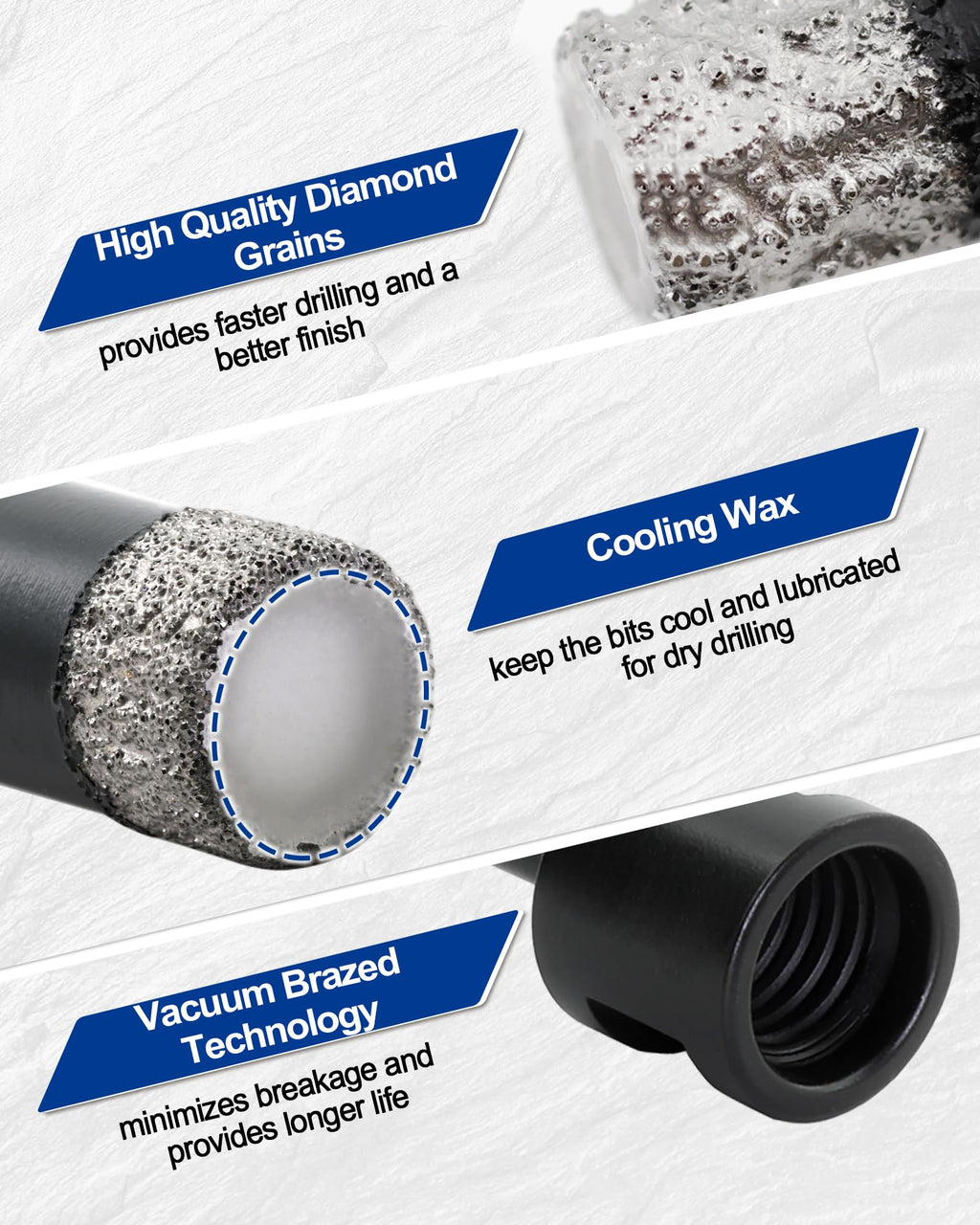SHDIATOOL Diamond Core Drill Bits 2-Pack 6mm (1/4 inch) Vacuum Brazed Hole Saw for Porcelain Tile, Marble & Brick