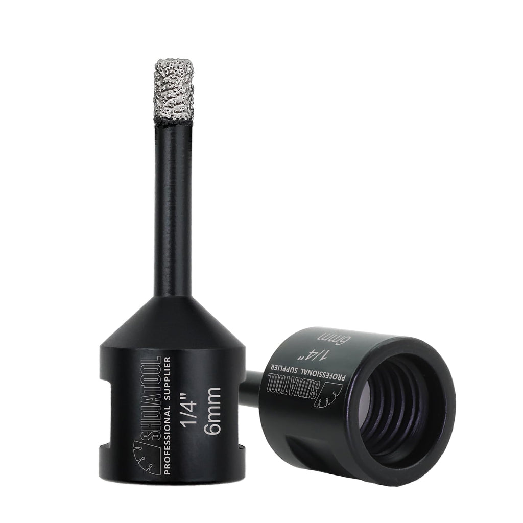 SHDIATOOL Diamond Core Drill Bits 2-Pack 6mm (1/4 inch) Vacuum Brazed Hole Saw for Porcelain Tile, Marble & Brick