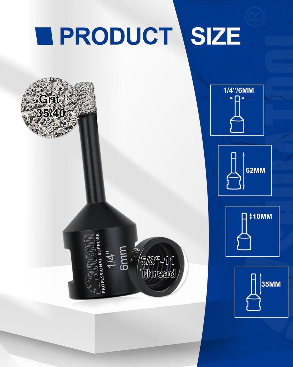 SHDIATOOL Diamond Core Drill Bits 2-Pack 6mm (1/4 inch) Vacuum Brazed Hole Saw for Porcelain Tile, Marble & Brick
