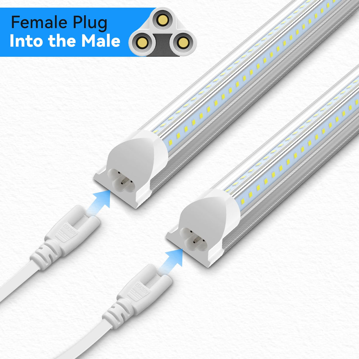 SHOPLED 4-Pack 6FT T5/T8 LED Tube Linkable Cable - Dual-Ended Connectors