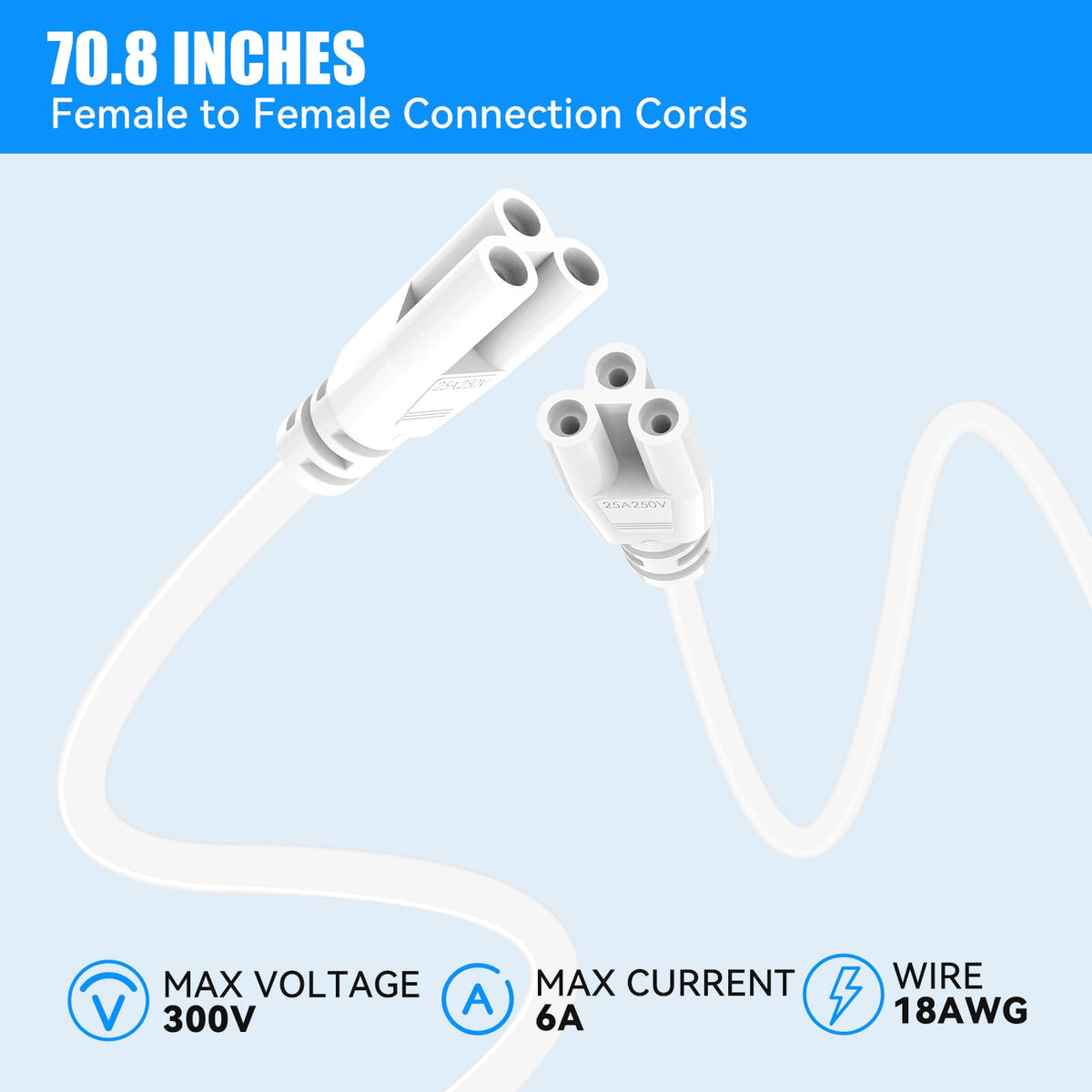 SHOPLED 4-Pack 6FT T5/T8 LED Tube Linkable Cable - Dual-Ended Connectors