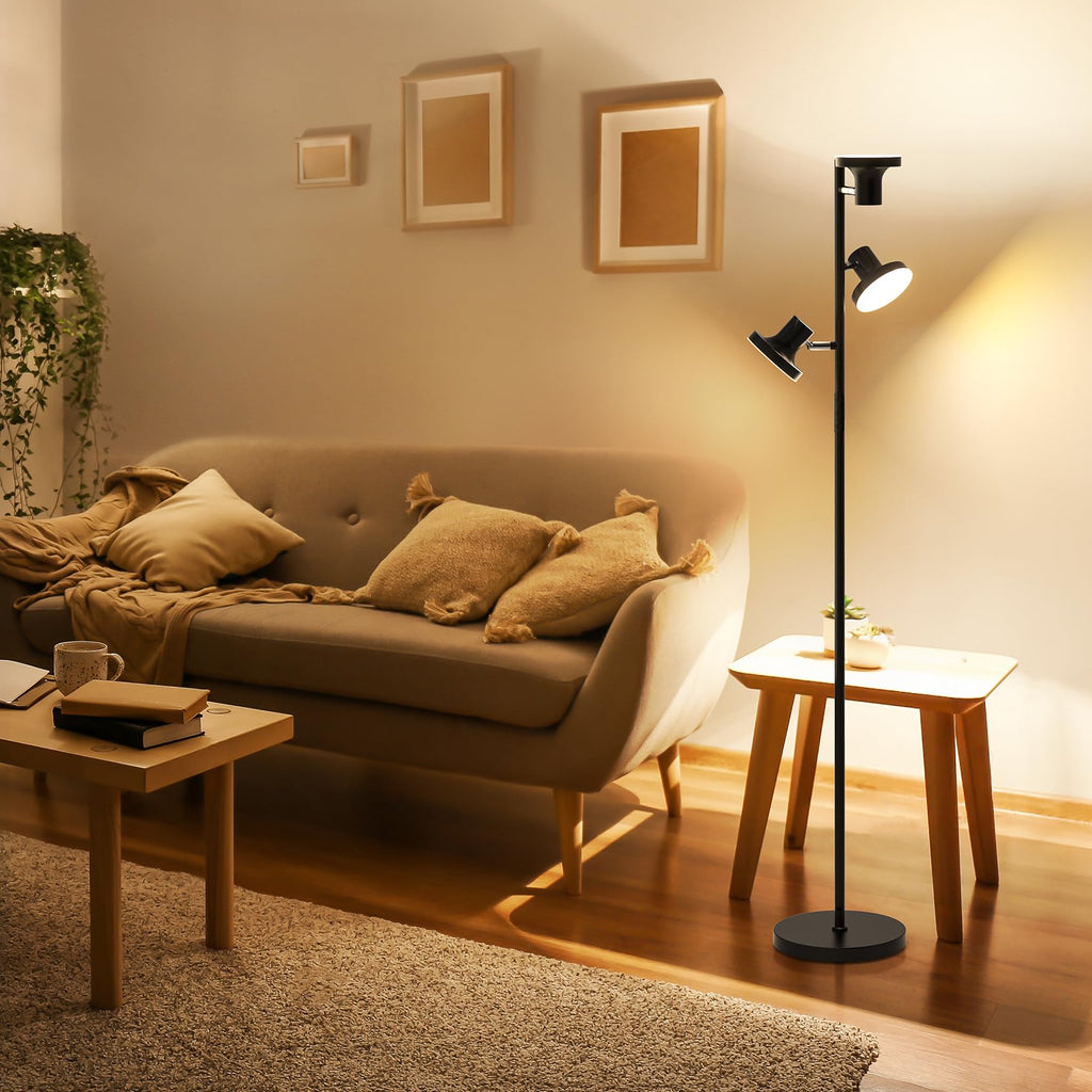 SIBRILLE 36W LED Tree Floor Lamp — Remote, 4 Color Temps, 3 Rotatable Heads
