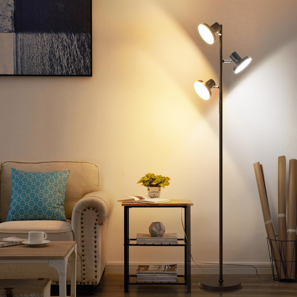 SIBRILLE 36W LED Tree Floor Lamp — Remote, 4 Color Temps, 3 Rotatable Heads