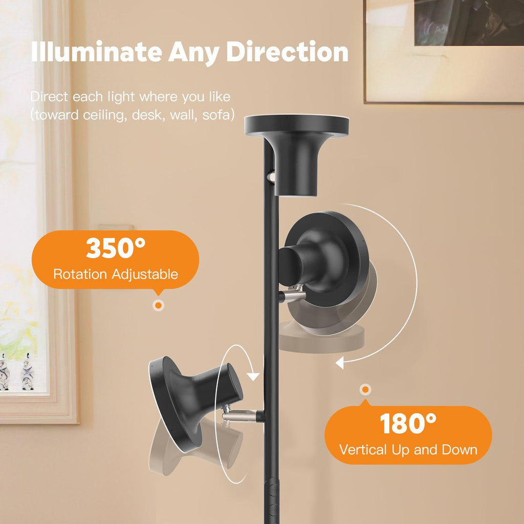 SIBRILLE 36W LED Tree Floor Lamp — Remote, 4 Color Temps, 3 Rotatable Heads