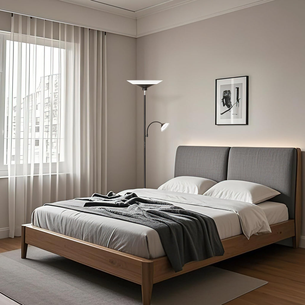 SIBRILLE Upgraded 2-in-1 Torchiere Floor Lamp — Dimmable, Remote & Button Control, 34W Brightness, 2050lm, 72in Tall