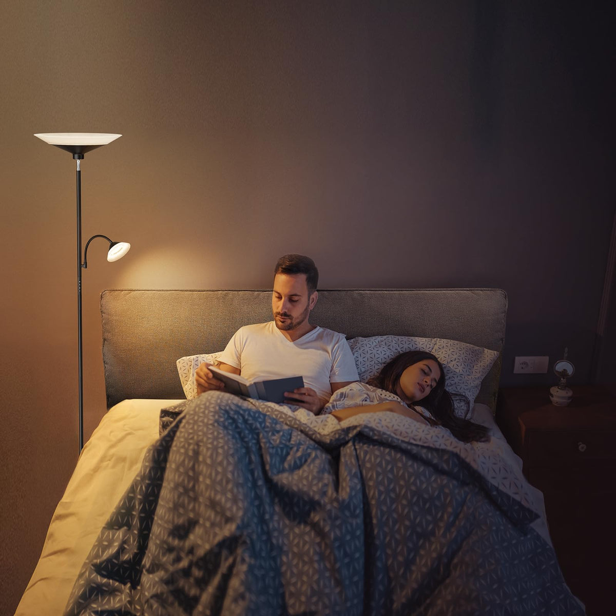 SIBRILLE Upgraded 2-in-1 Torchiere Floor Lamp — Dimmable, Remote & Button Control, 34W Brightness, 2050lm, 72in Tall