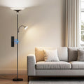 SIBRILLE Upgraded 2-in-1 Torchiere Floor Lamp — Dimmable, Remote & Button Control, 34W Brightness, 2050lm, 72in Tall